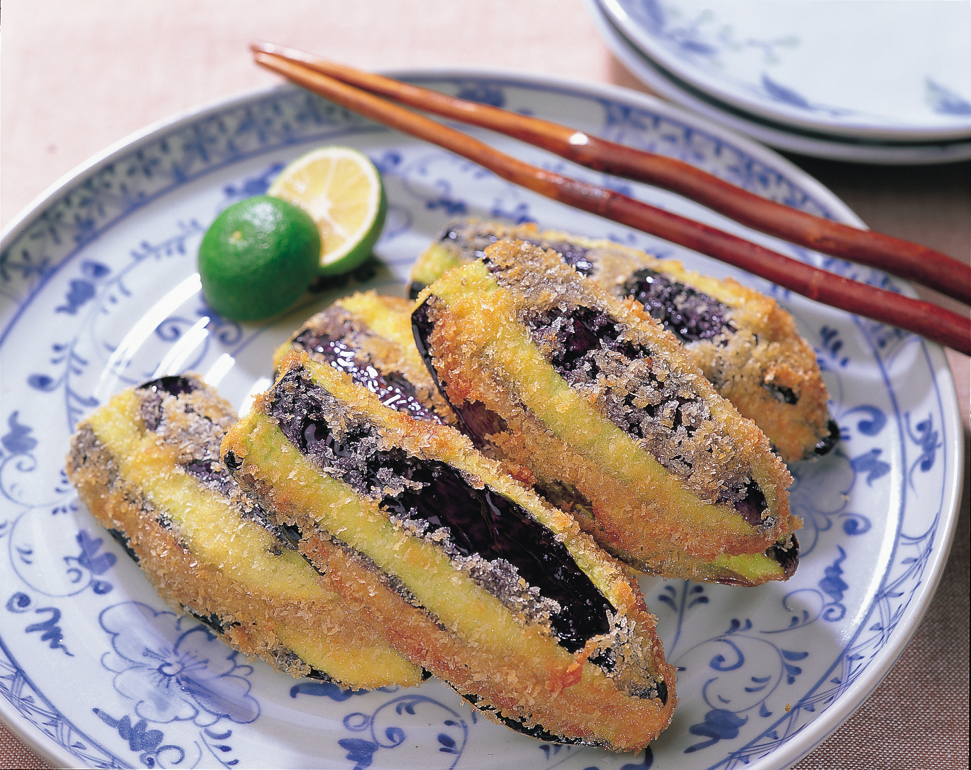 なすの鮭はさみ揚げ 画像
