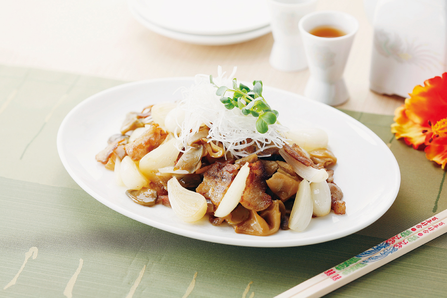 らっきょうと豚肉の炒めもの 画像