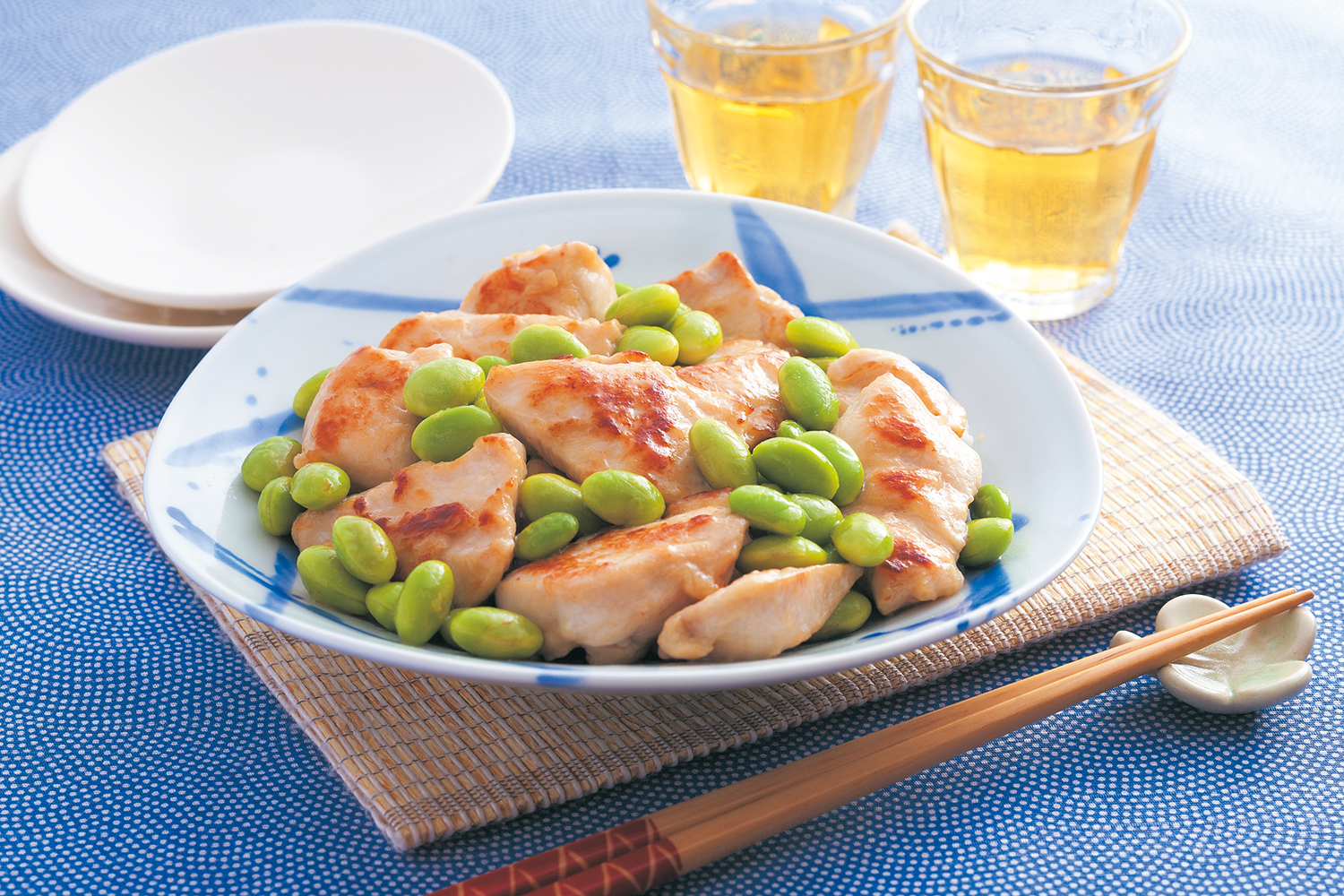 鶏と枝豆のにんにくしょうゆ炒め 画像