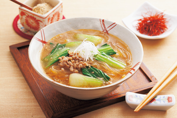 チンゲン菜の担々風スープ 画像