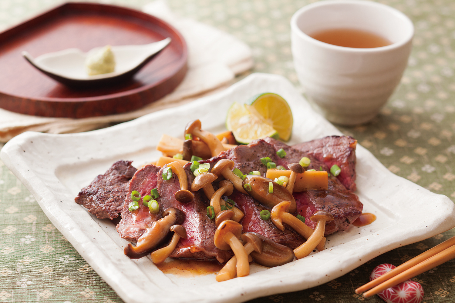 牛ステーキ 和風きのこソース 画像